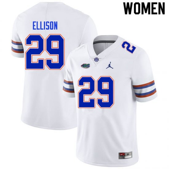 Women's Florida Gators #29 Khamal Ellison NCAA Nike White Authentic Stitched College Football Jersey VRN1762QL